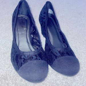Seychelles black lace ballet wedge size 9.5